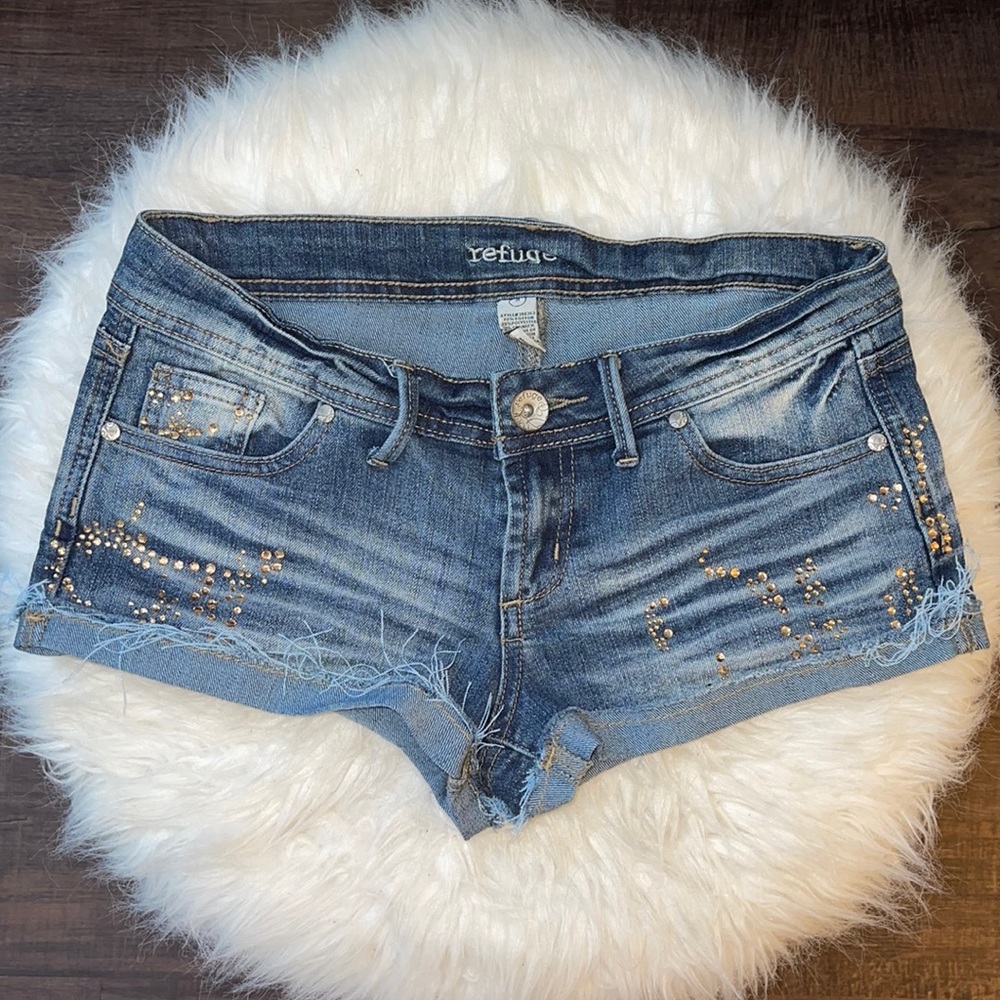 Refuge Rhinestone Jean Shorts